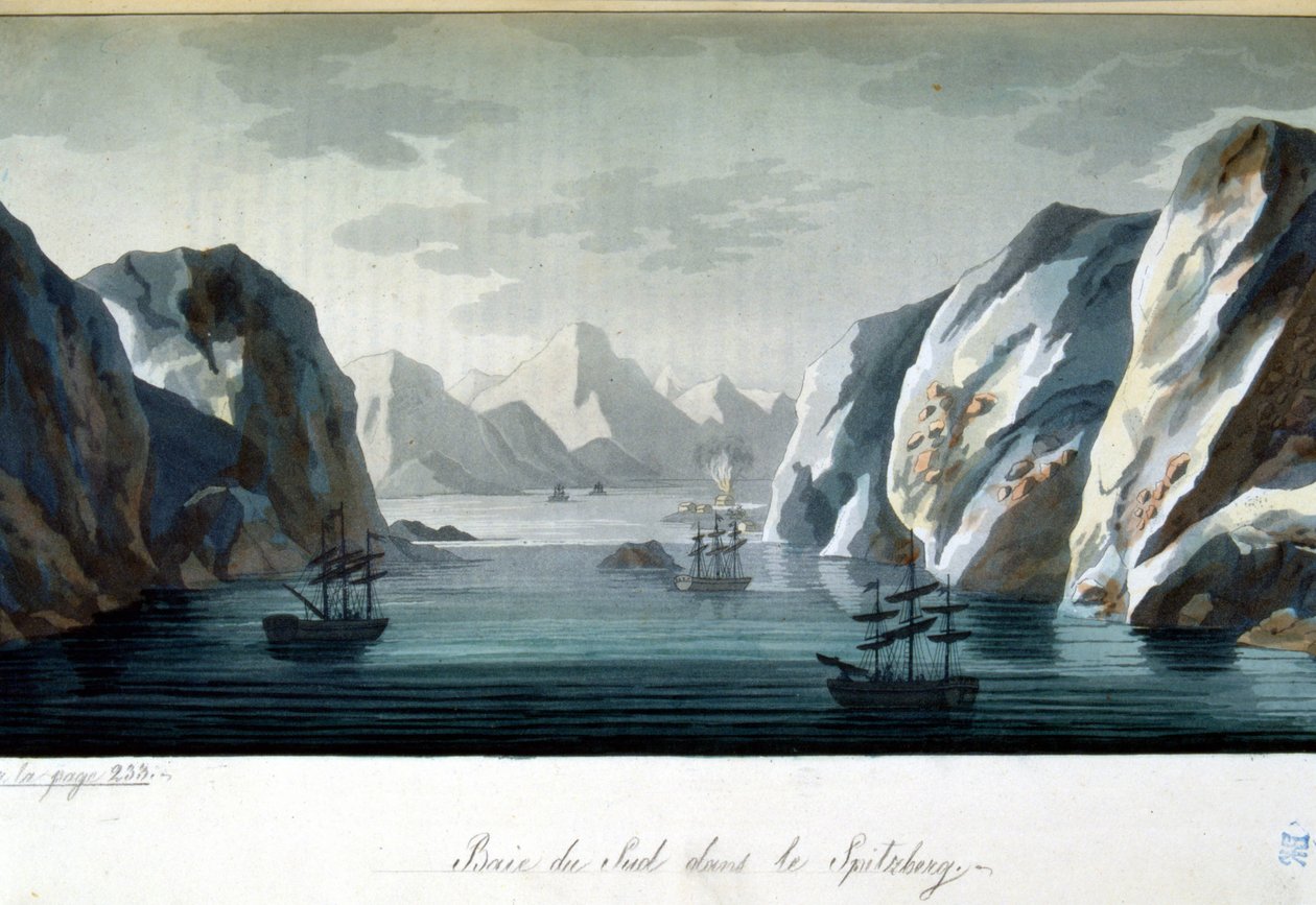 Southern Bay v Spitzbergu, Norsko - v ""Starém a moderním kostýmu"" od Julese Ferrario, ed. Milán od Giulio Ferrario
