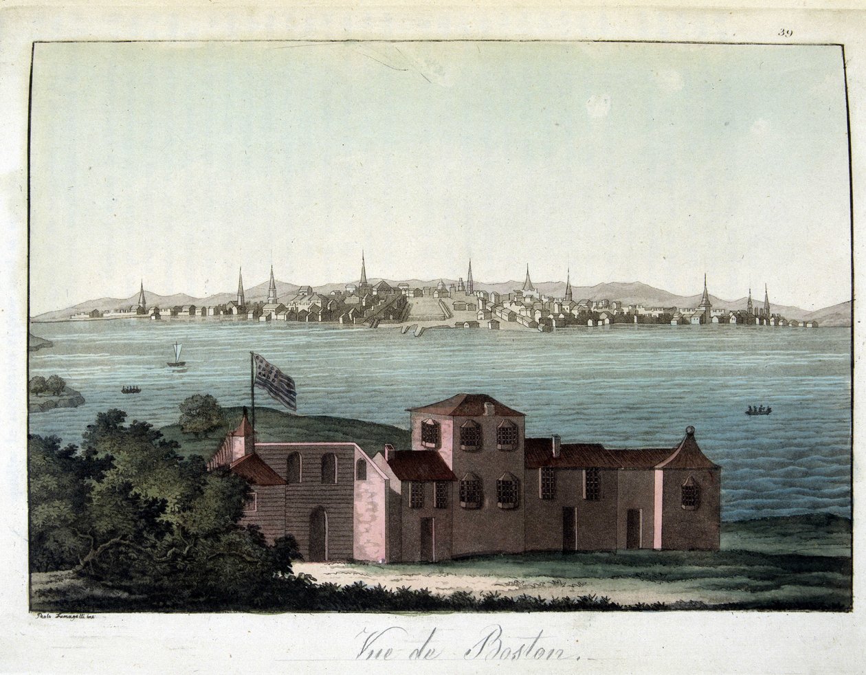 Pohled na město Boston - ve „starém a moderním kostýmu“, Dr. Jules Ferrario, ed. Milán od Giulio Ferrario