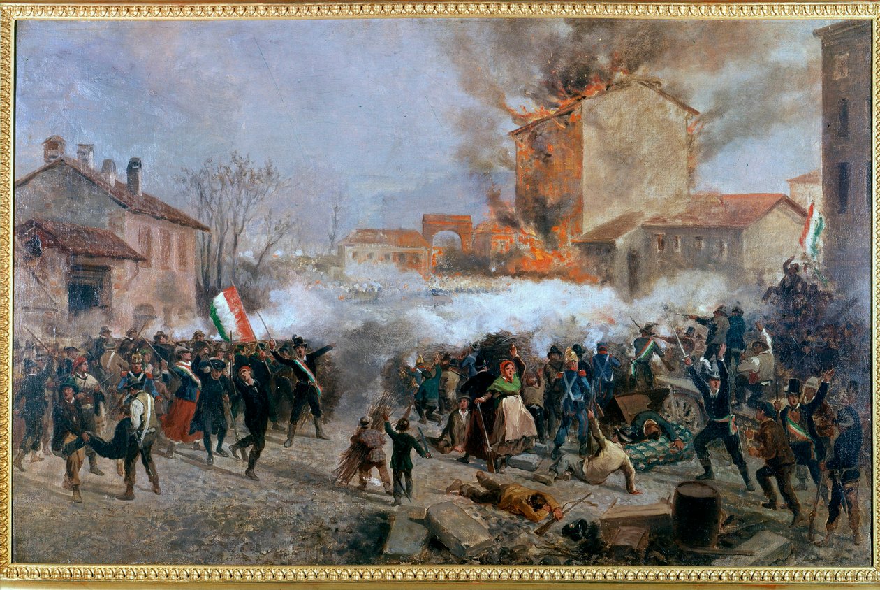 Epizoda Pět dní v Miláně v roce 1848 (obraz) od Giulio Gorra