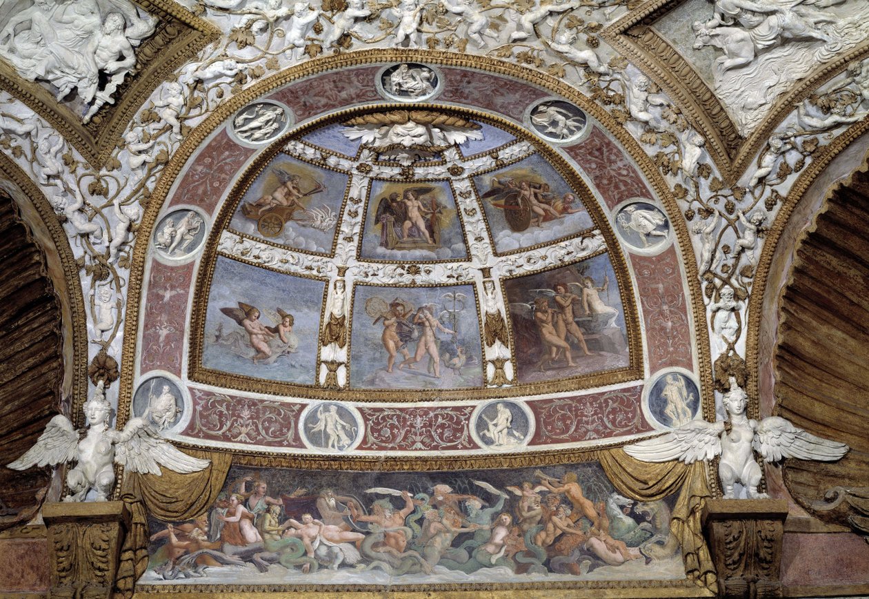 Rámeček ze stropu Orlího sálu paláce Té v Mantově od Giulio Romano