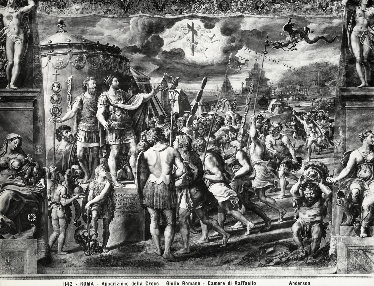 Konstantinovo vidění kříže, ze Sala di Costantino, Raphael Rooms od Giulio Romano