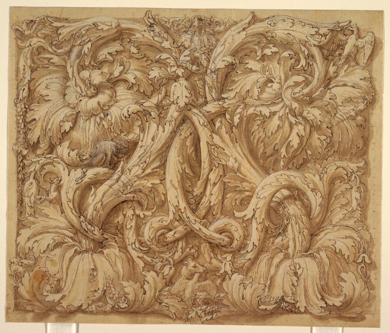 Design pro Acanthus Rinceaux se zvířaty a ptáky od Giulio Romano