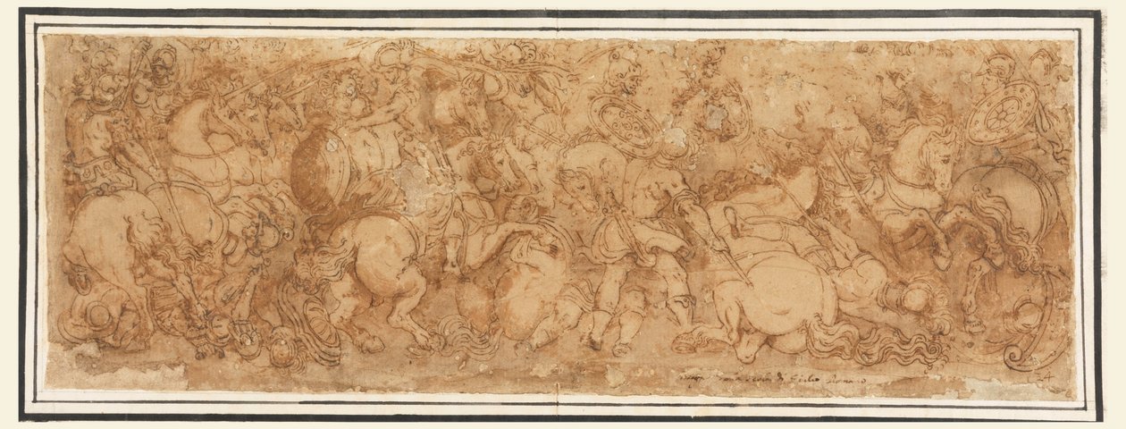 Kresba, Bitevní scéna, 1524-46 od Giulio Romano