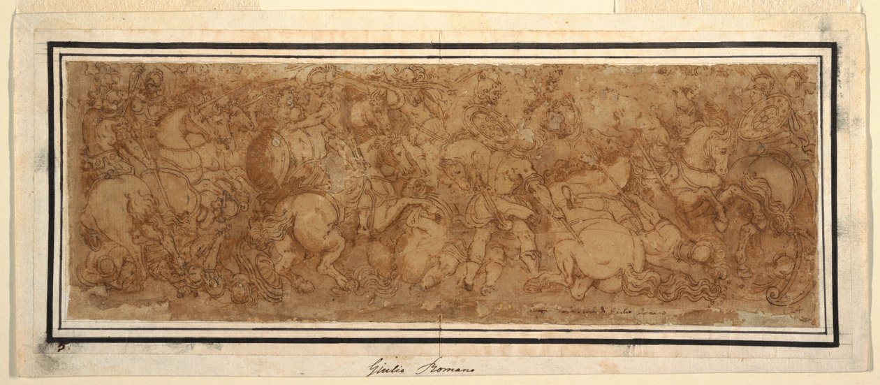 Kresba, Bitevní scéna, 1524-46 od Giulio Romano
