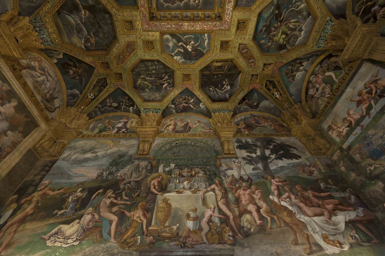 Detail fresky z Komory Amor a Psyche, 1526-1534 od Giulio Romano