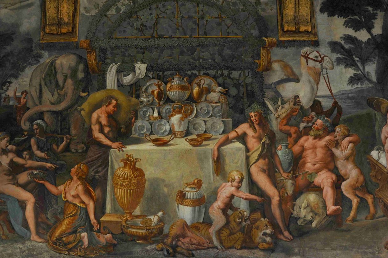 Detail fresky z Komory Amor a Psyche, 1526-1534 od Giulio Romano