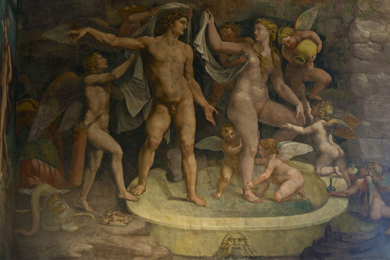 Detail fresky z Komory Amor a Psyche, 1526-1534 od Giulio Romano