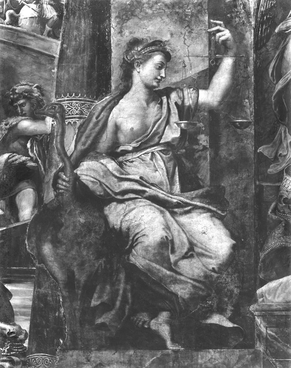 Spravedlnost, jedna ze dvou ctností obklopujících papeže sv. Urbana I. († 230) Rafaelovy pokoje (detail) (viz také 252782, 252783, 252785) od Giulio Romano