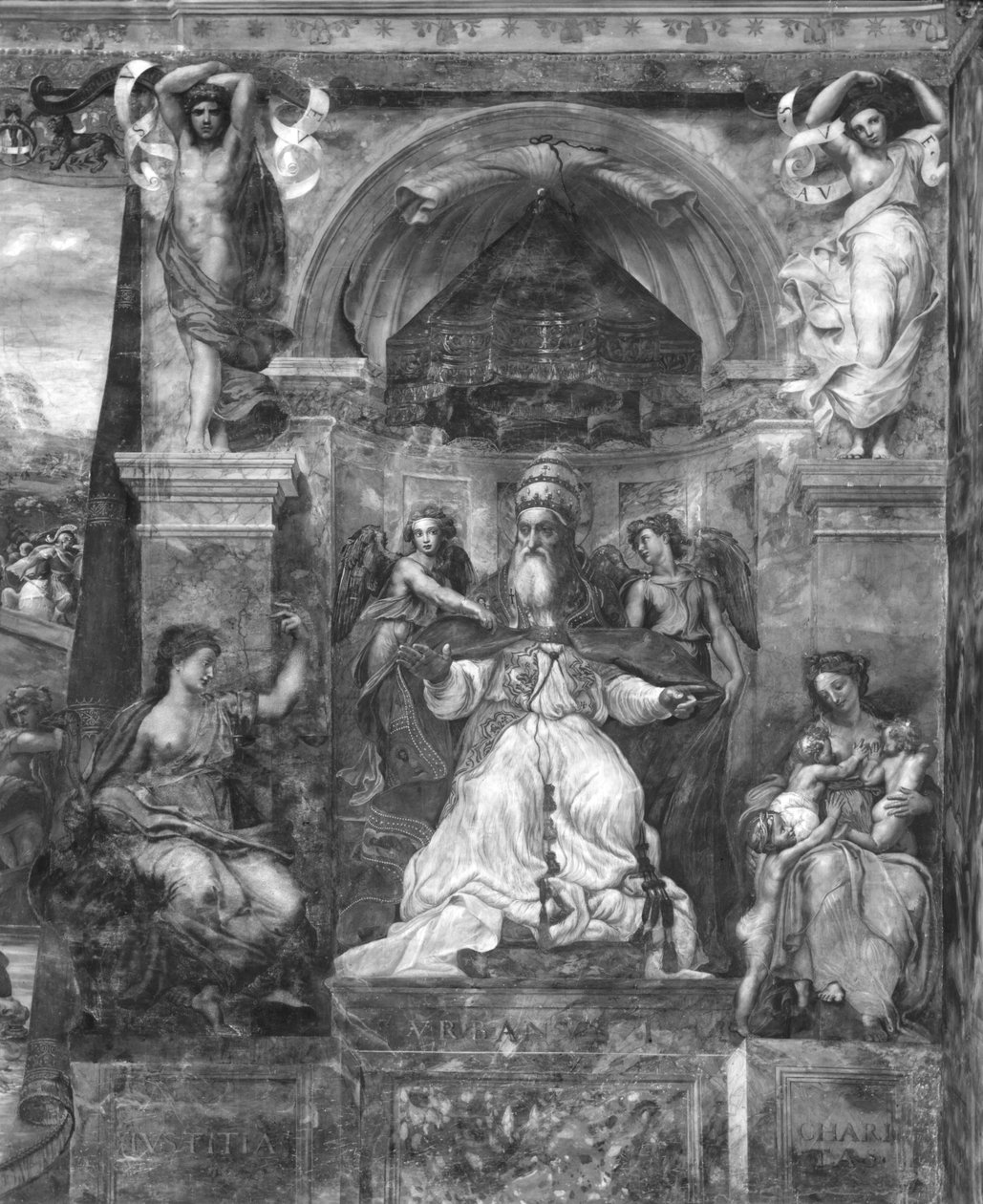 Papež Urban I († 230) mezi spravedlností a láskou, Raphael Rooms (viz také 252783, 252784, 252785) od Giulio Romano