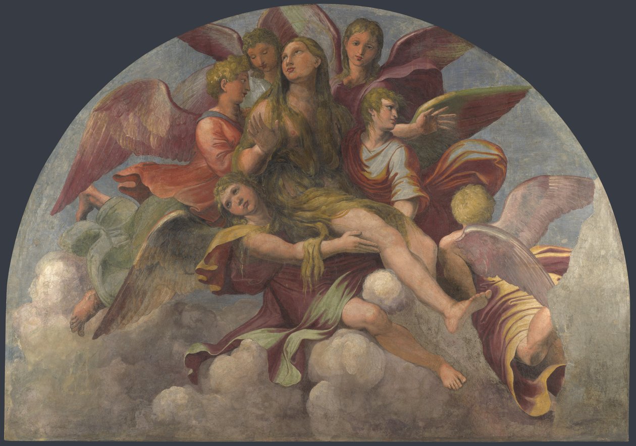 Svatá Marie Magdalena nesená anděly, asi 1521. od Giulio Romano