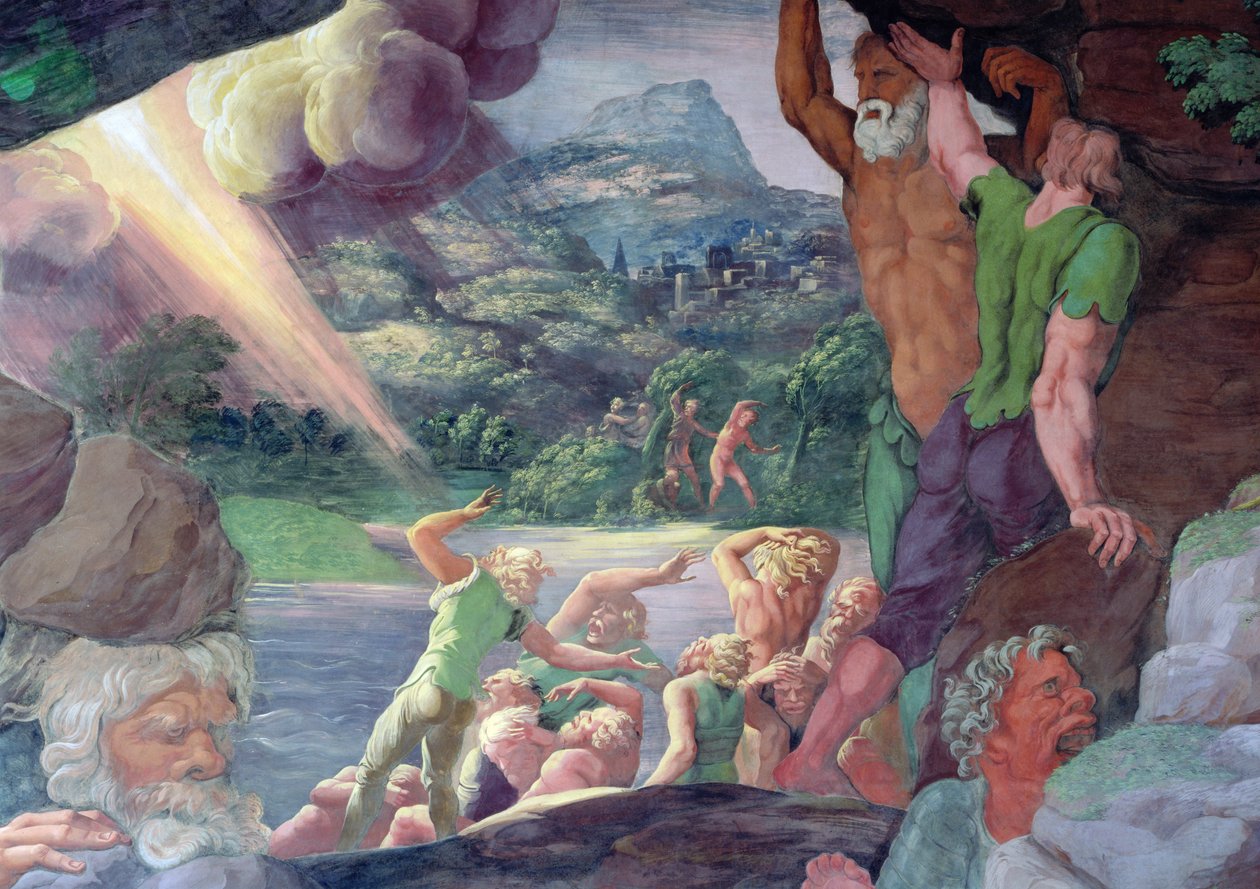 Sala dei Giganti, detail zničení obrů Jupiterovými blesky, 1536 freska detail 78482 od Giulio Romano