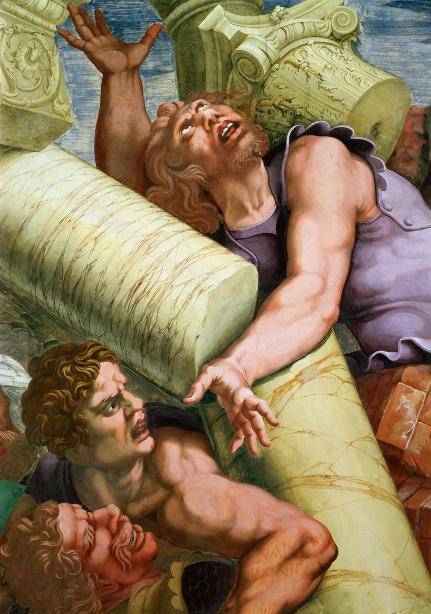 Sala dei Giganti, detail zničení obrů Jupiterovými blesky, 1536 freska detail 78487 od Giulio Romano