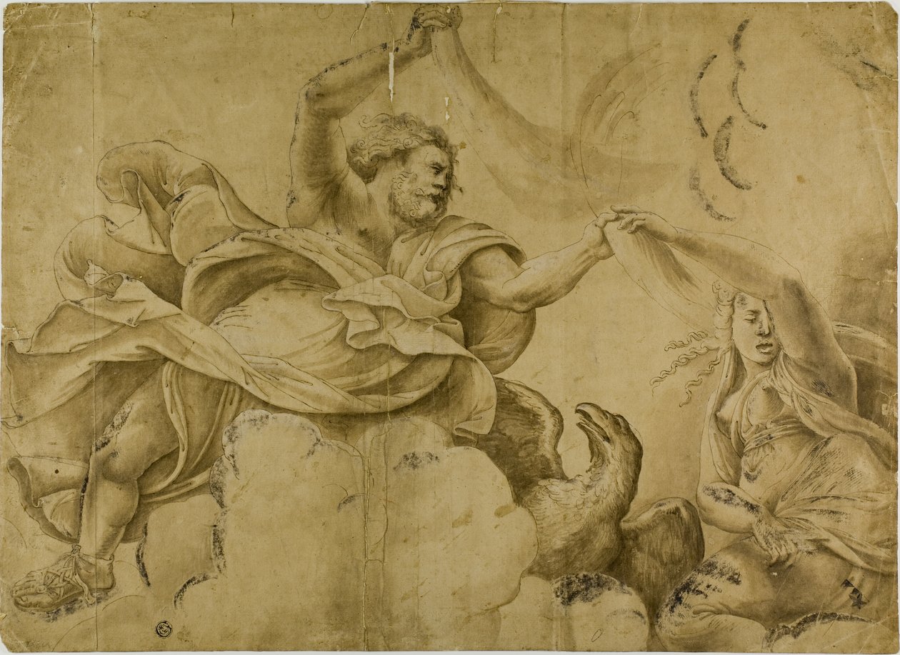 Studie pro Jupiter vrhající blesky od Giulio Romano