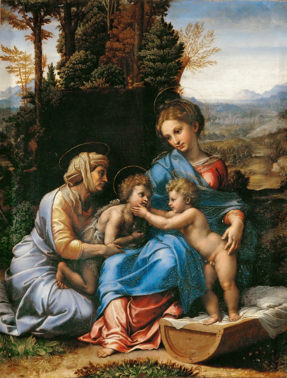 Svatá rodina s Janem Křtitelem jako chlapec a svatá Alžběta La Petite Sainte Famille od Giulio Romano