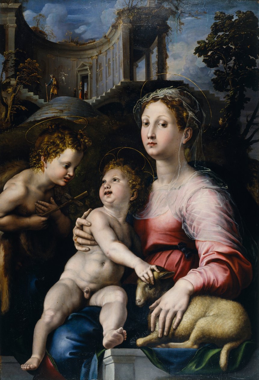 Madona s dítětem a svatým Janem Křtitelem od Giulio Romano