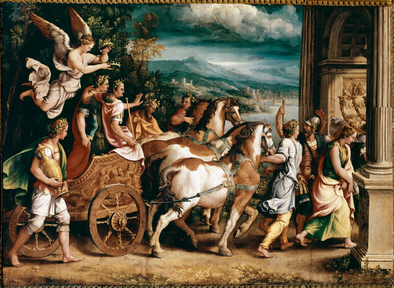 Triumf Tita a Vespasiana (malba, cca 1537) od Giulio Romano
