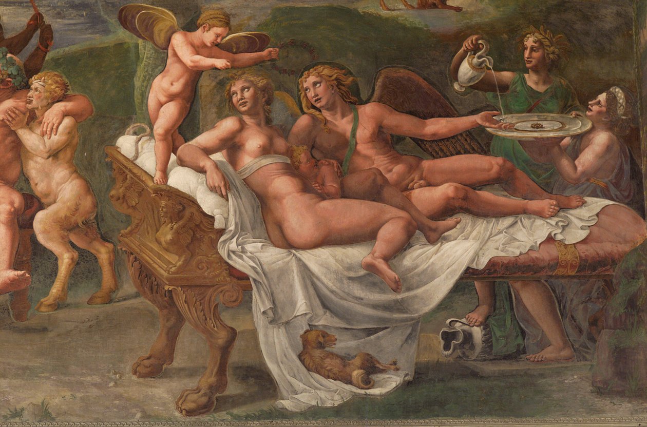 Svatební hostina Amor a Psyché, detail od Giulio Romano