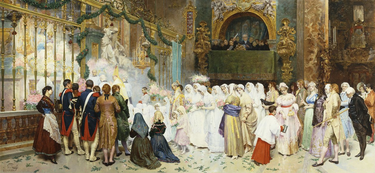 Konfirmační mše, 1870 od Giulio Rosati