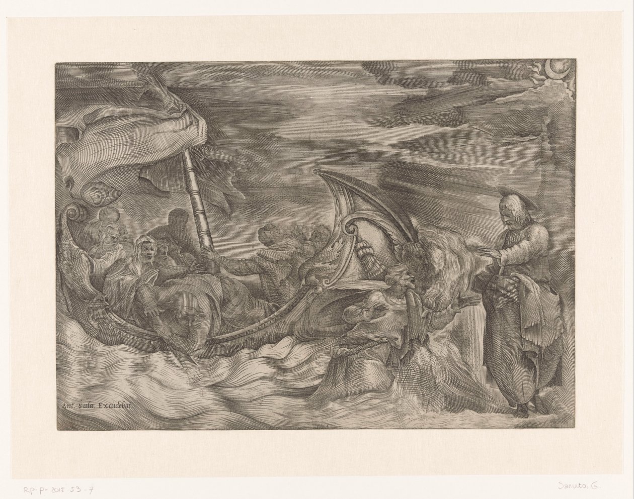 Kristus chodí po vodě od Giulio Sanuto (attributed to)