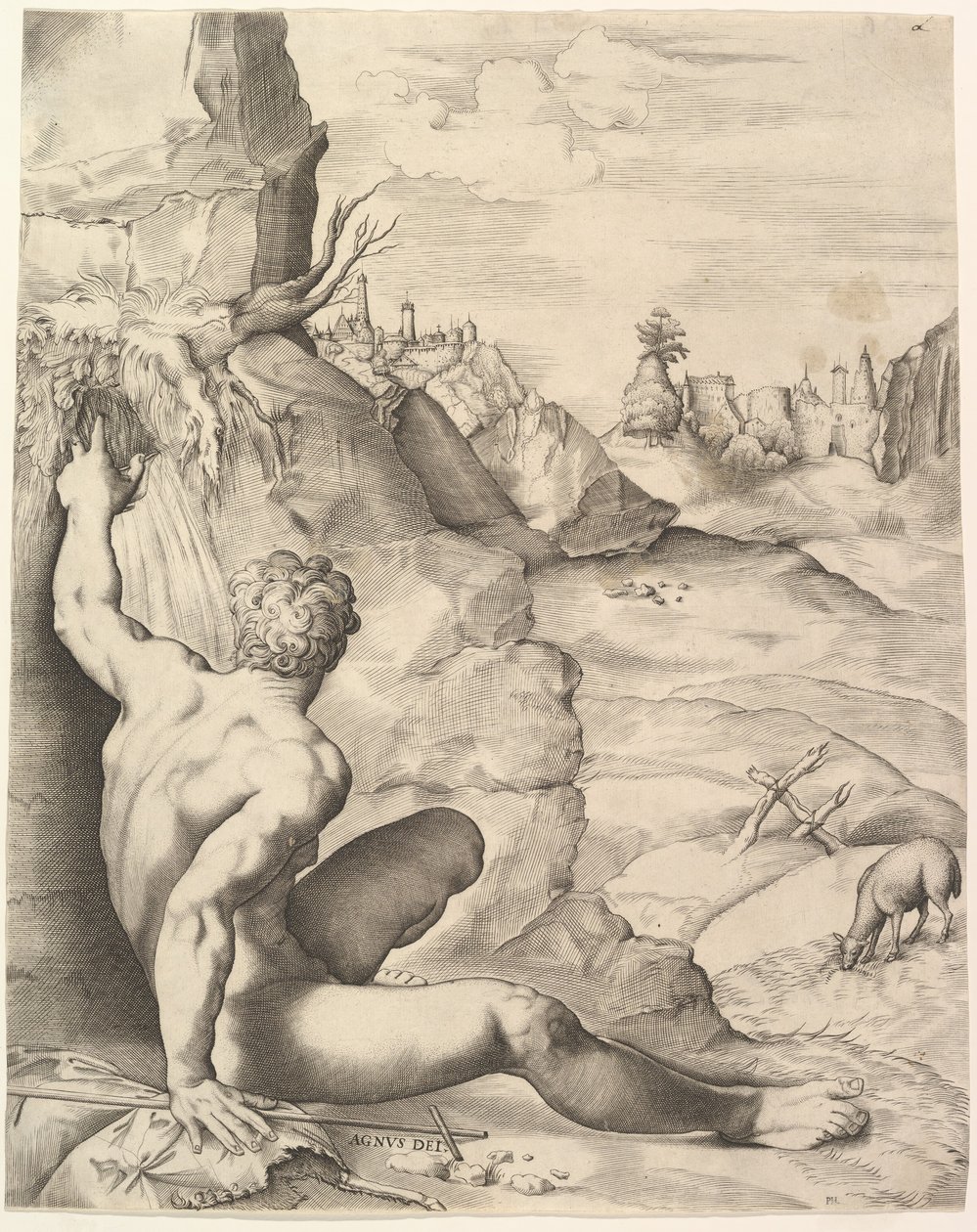 John the Baptist in the Wilderness, ca. 1545-55. od Giulio Sanuto