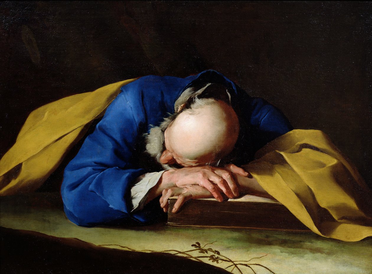Svatý Petr nebo sv. Jeroným spící, kolem 1735-39 od Giuseppe Antonio Petrini