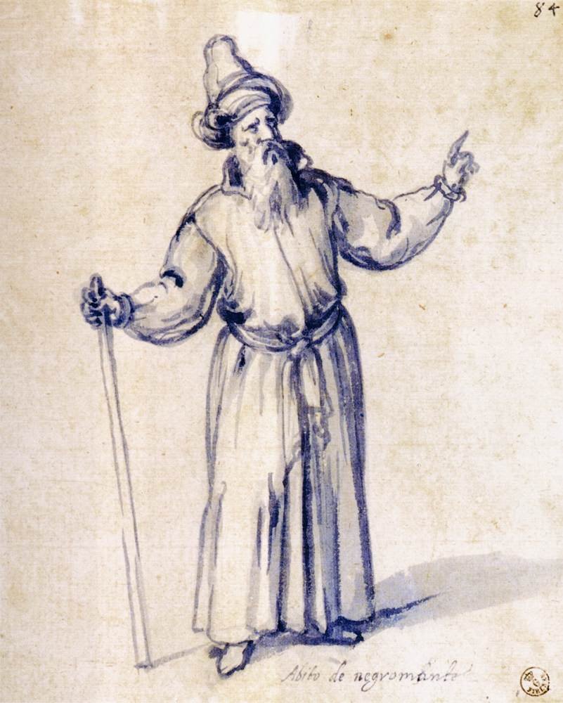 Kostýmová kresba pro nekromanta od Giuseppe Arcimboldo