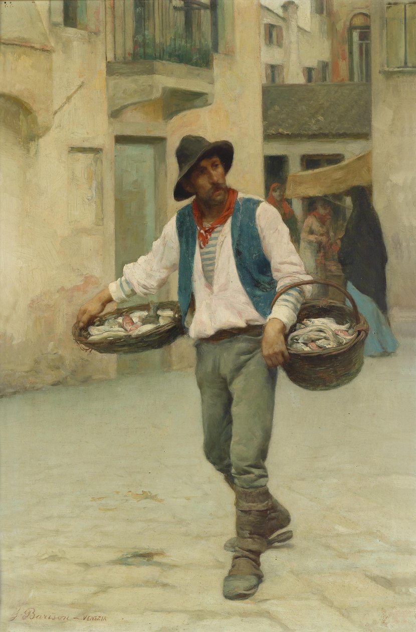 Venezianischer Fischverkäufer od Giuseppe Barison