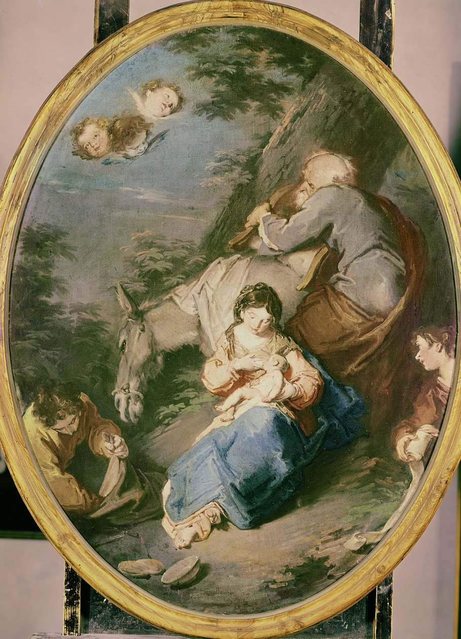 Odpočinek během letu do Egypta, kolem 1740 od Giuseppe Bazzani