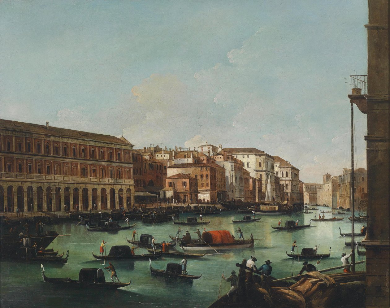 Benátky, pohled z Canal Grande s Fabbriche Nuove z Rialta od Giuseppe Bernardino Bison