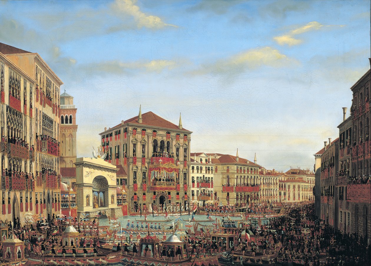 Napoleon I (1769-1821) předsedající regatě v Benátkách, 1807 od Giuseppe Borsato