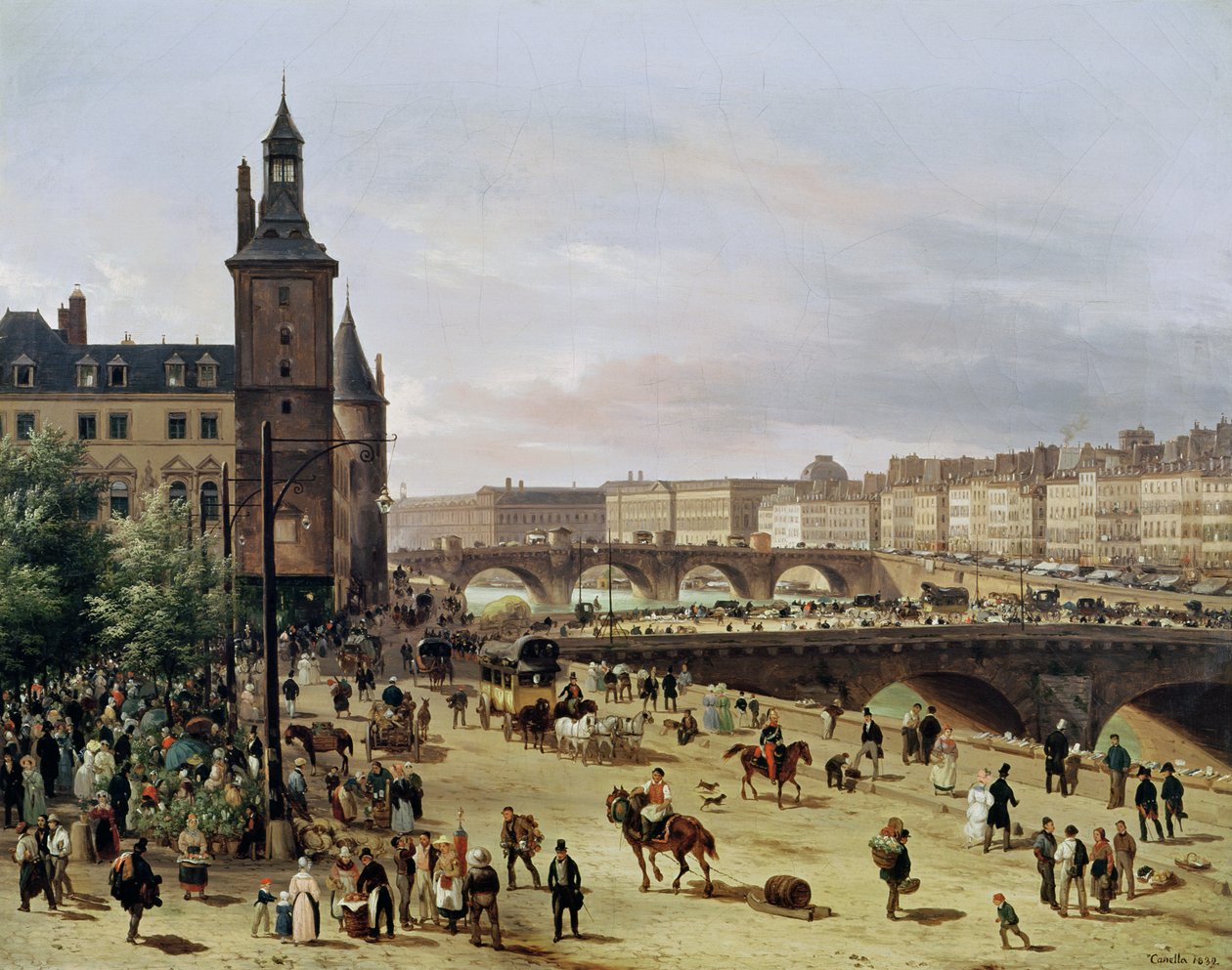 Květinový trh, 1832 od Giuseppe Canella