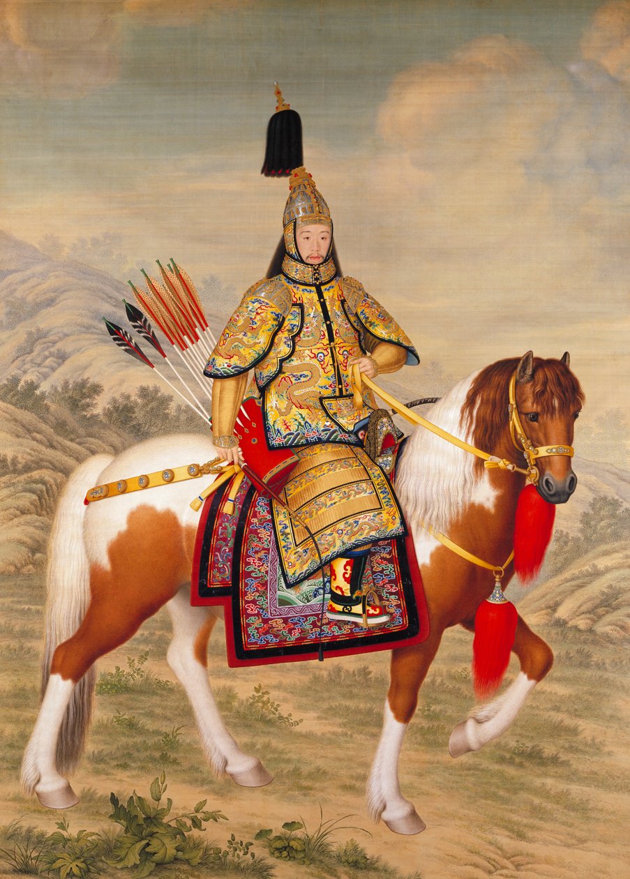 Císař Qianlong v obřadní zbroji na koni od Giuseppe Castiglione