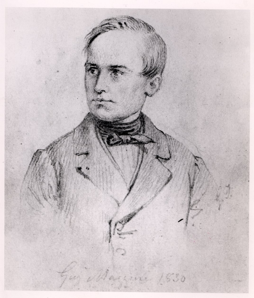 Giuseppe Mazzini (1805-72) 1830 (dřevěné uhlí) od Giuseppe Isola