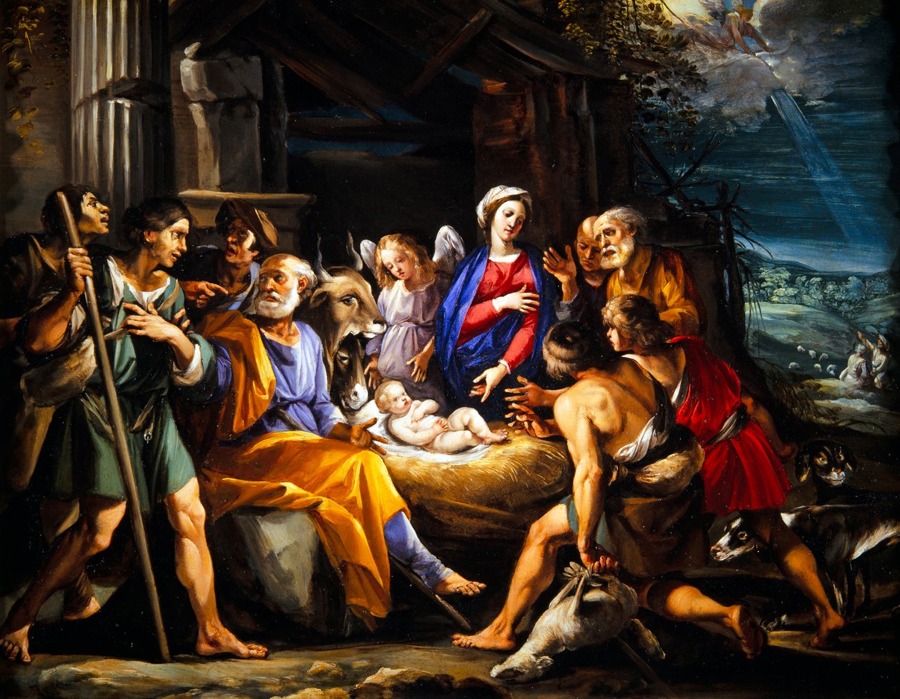 Klanění pastýřů (olej na mědi) od Giuseppe (1568 1640) Cesari