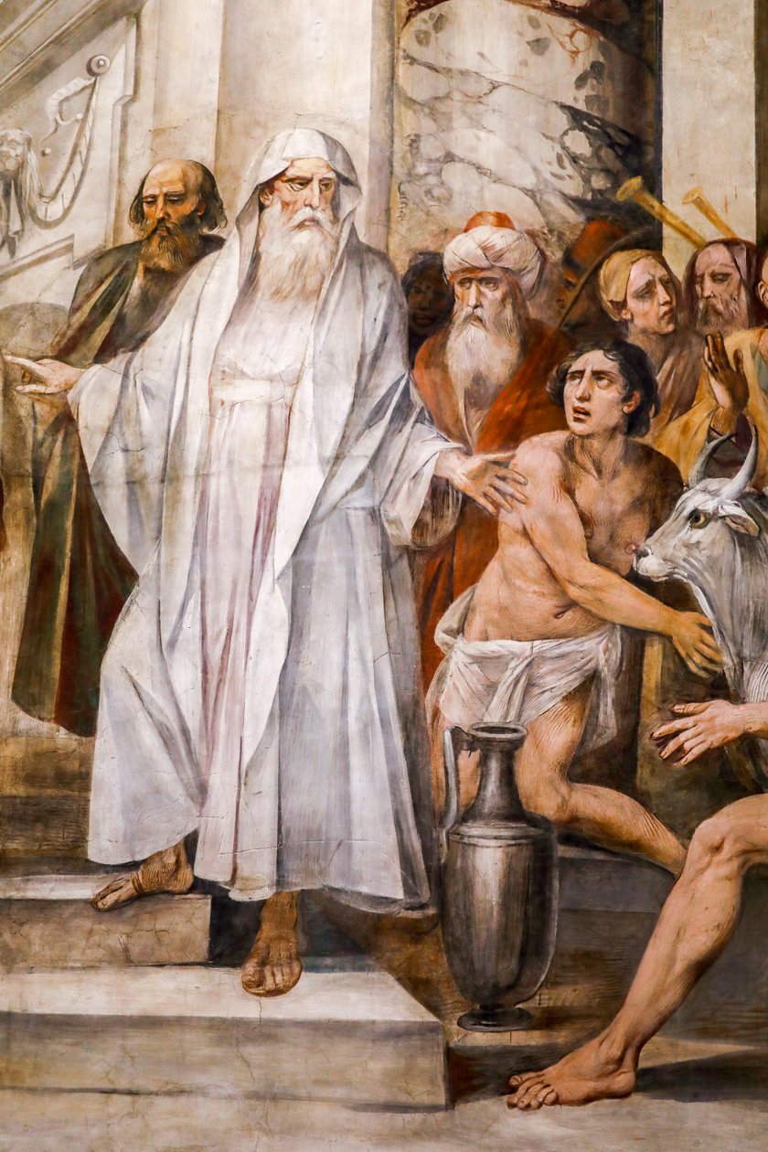 Numa Pompilius zavádí kult Vestálek (detail) od Giuseppe Cesari