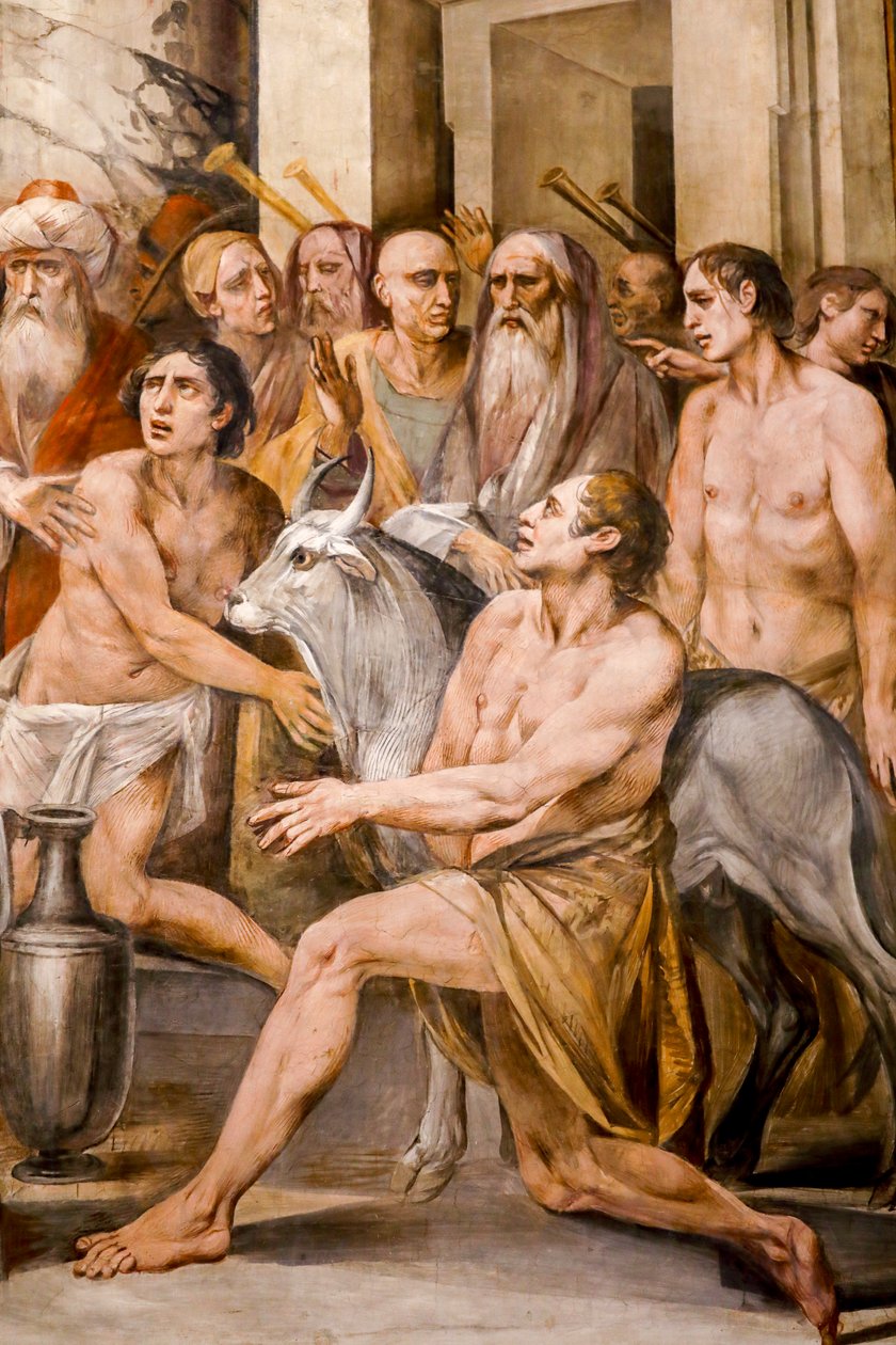 Numa Pompilius zavádí kult Vestálek (detail) od Giuseppe Cesari