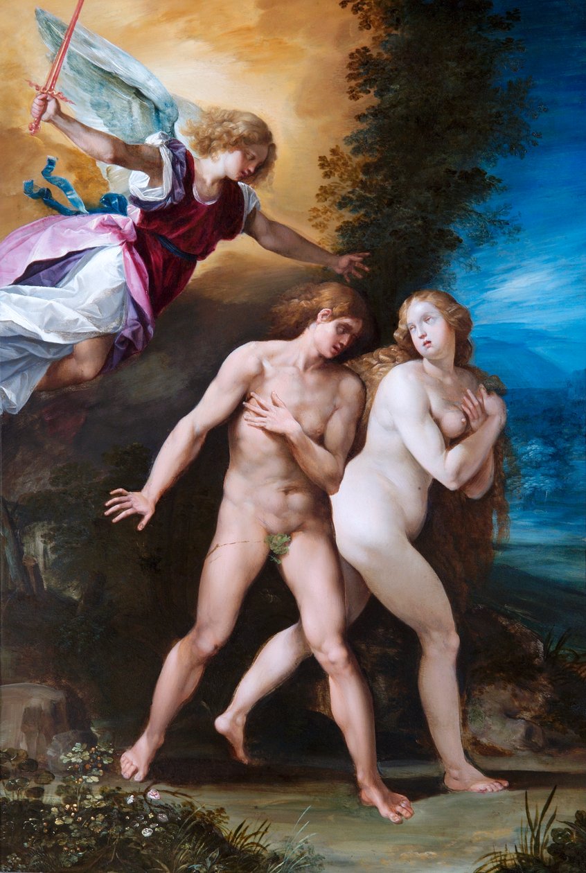 Vyhnání z ráje, cca 1600-40 (olej na mědi) od Giuseppe (1568 1640) Cesari