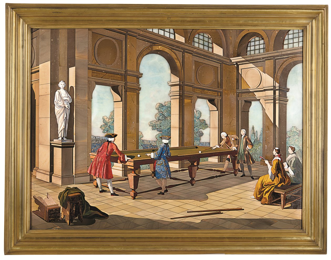 Císařská plaketa Hráči kulečníku, asi 1752-55 (pietra dura) od Giuseppe (after) Zocchi