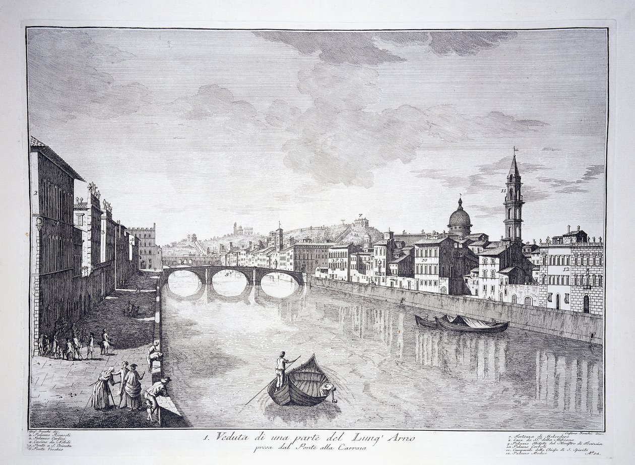 Pohled na část řeky Arno od Giuseppe (after) Zocchi