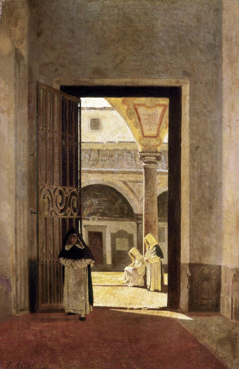 Vstupní hala dominikánského kláštera. Obraz Giuseppe Abbati (1836-1868). Olej na dřevě. Muzeum Cádiz. od Giuseppe Abbati