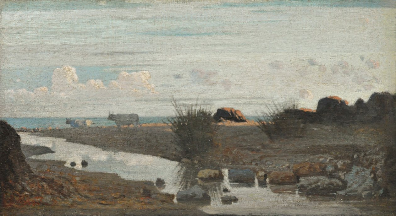 Lido s pasoucími se voly, asi 1862-63 (olej na desce) od Giuseppe Abbati
