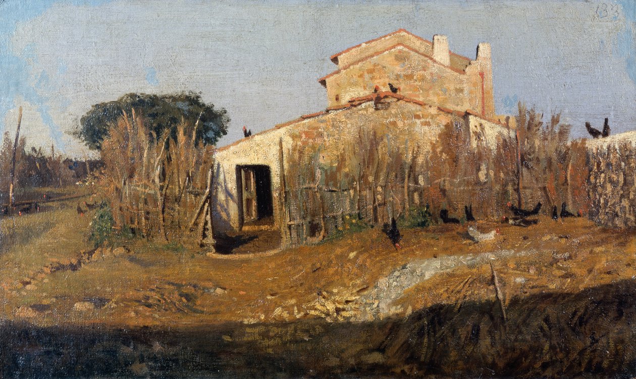Dům Diega Martelliho, Giuseppe Abbati (1836-1868), olej na plátně, 25x42 cm od Giuseppe Abbati