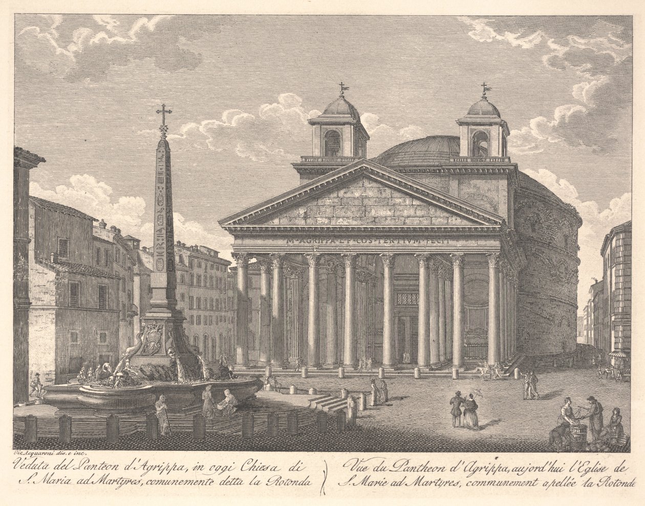 Pohled na Pantheon Agrippa (lept) od Giuseppe Acquaroni