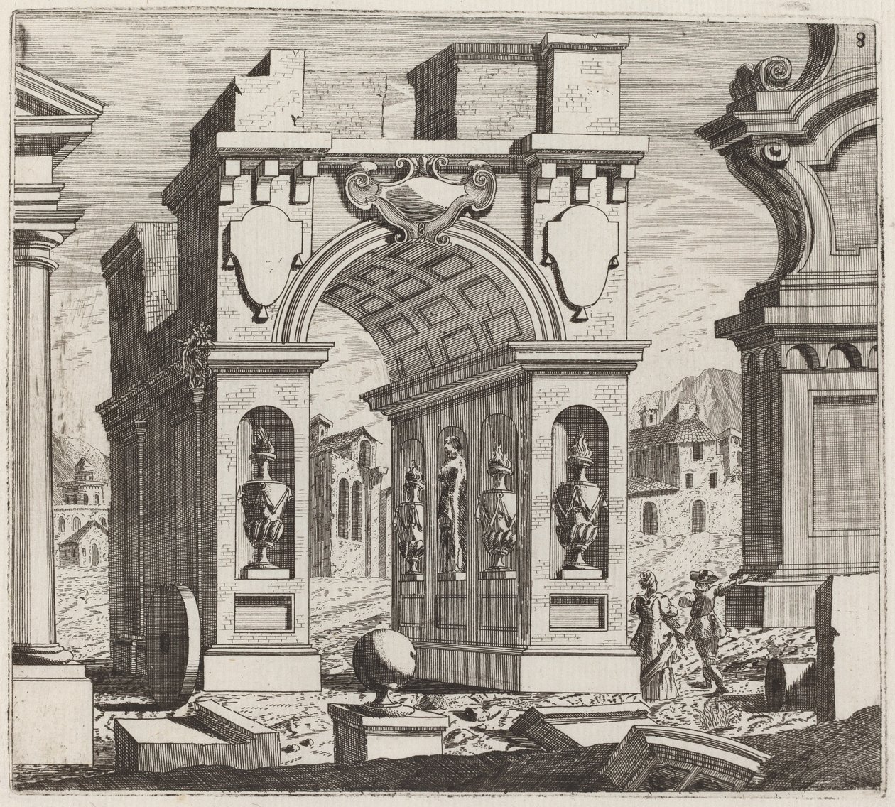 Architektonická fantazie s triumfálním obloukem od Giuseppe Antonio Landi