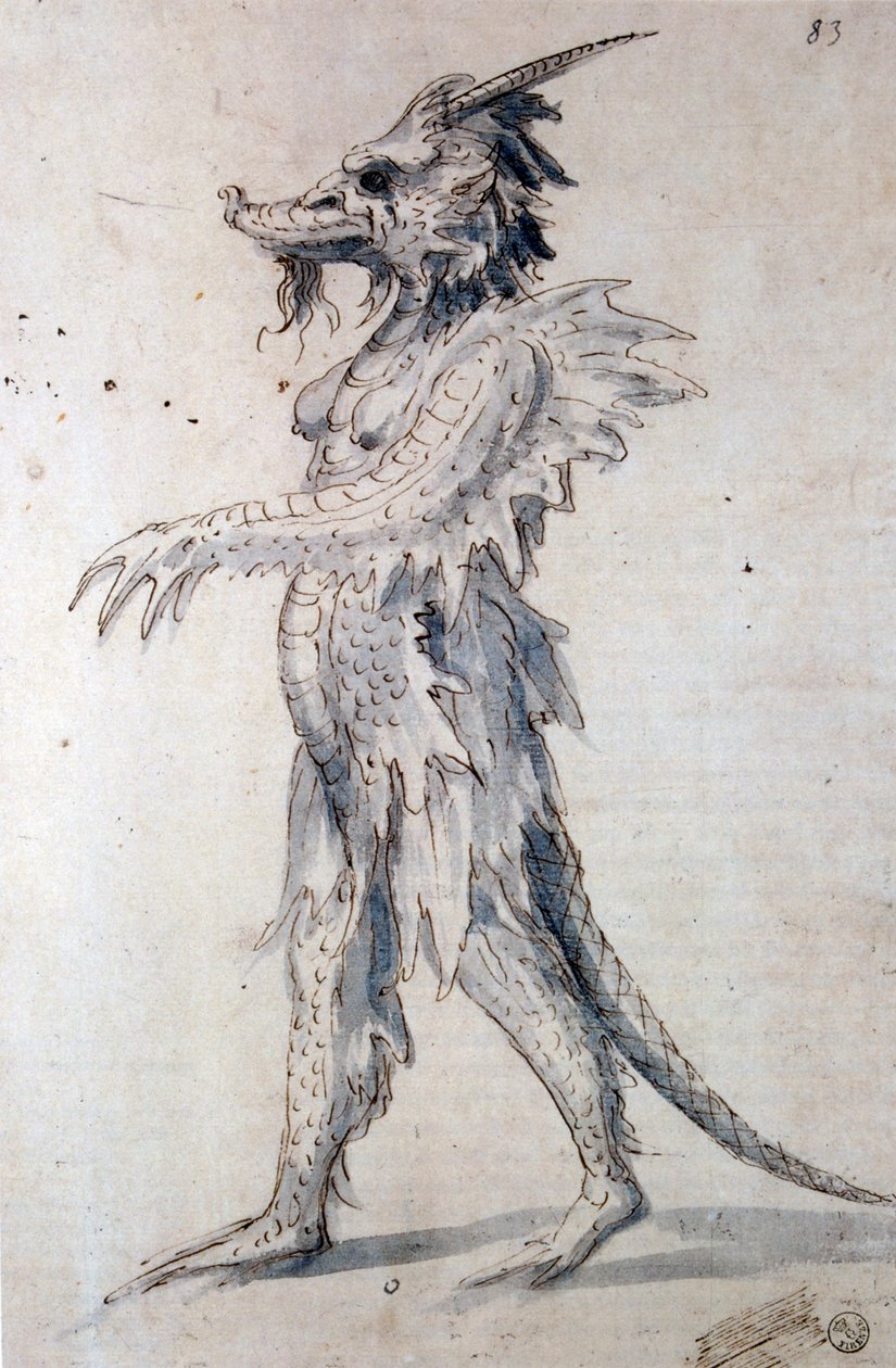 Kostýmní návrh kostýmu pro draka, 16. století od Giuseppe Arcimboldi