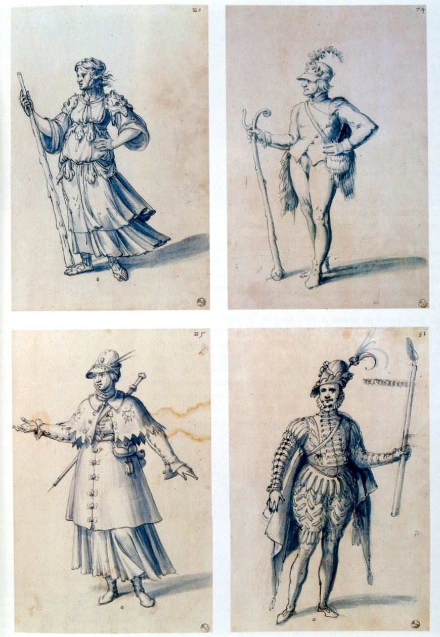 Kostýmní návrhy pro alegorické postavy, 16. století od Giuseppe Arcimboldi