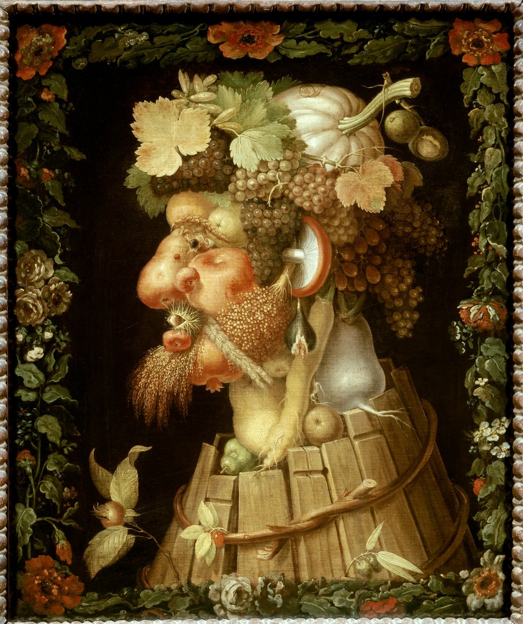 Podzimní malba Giuseppe Arcimboldo (1527-1593) 16. století Sun. 0,76x0,63 m - Podzim. Obraz Giuseppe Arcimboldo (1527-1593) od Giuseppe Arcimboldo