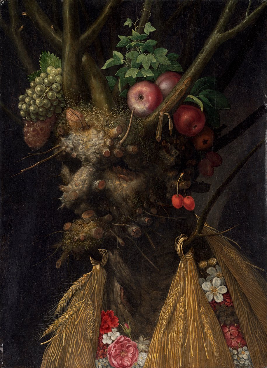 Four Seasons in the One Head, cca 1590 (olej na panelu) od Giuseppe Arcimboldo