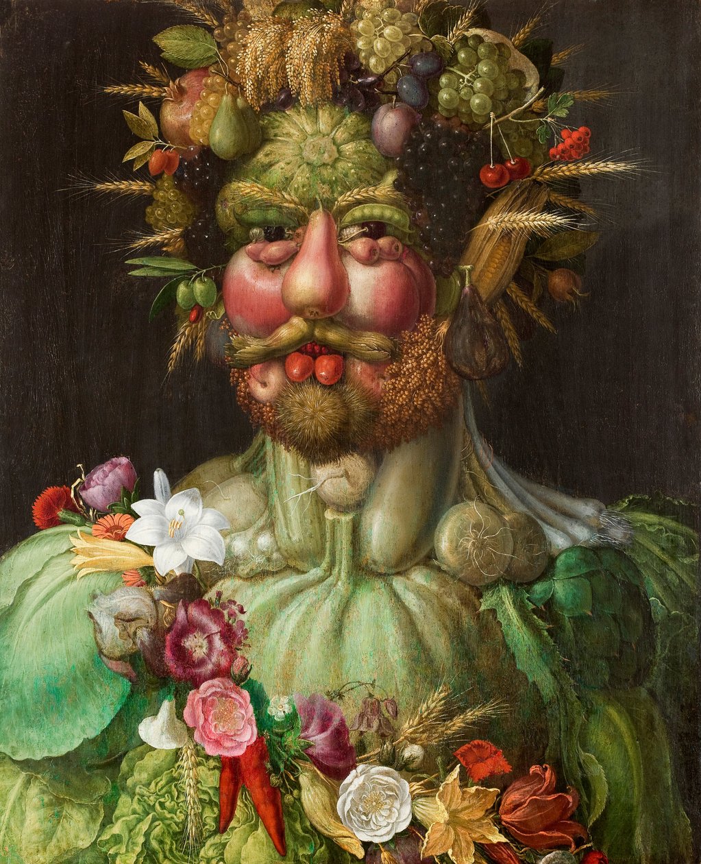 Italsky: císař Rudolf II. jako Vertumnus.  Rudolf II. z Habsburku jako Vertumnus od Giuseppe Arcimboldo