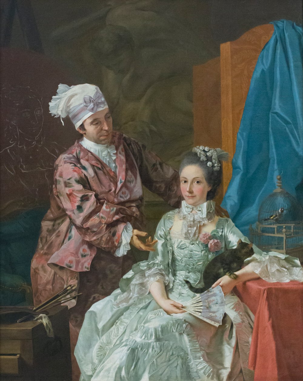 Autoportrét s manželkou, asi 1757 (olej na plátně) od Giuseppe Baldrighi